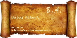Balog Albert névjegykártya