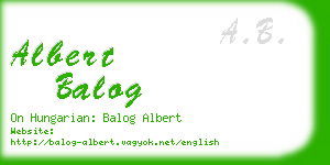 albert balog business card